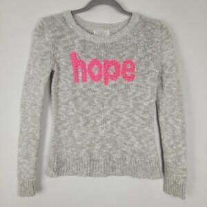 Justice Gray Pink Hope Rhinestone Graphic Crew Neck Sweater 10